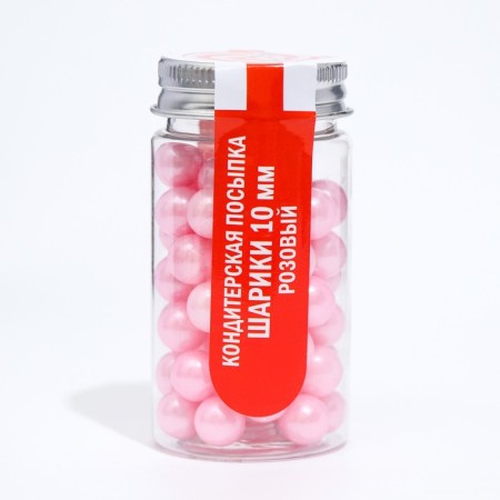 Confectionery sprinkling balls 10 mm, pink, 50 g-1