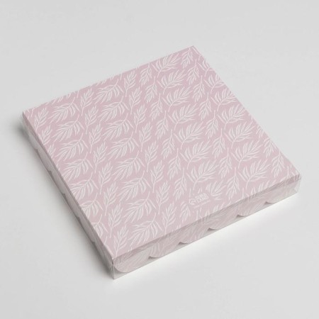 Cookie box, confectionery packaging with PVC lid, “March 8”, 21 x21 x 3 cm-2