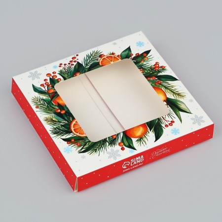 Chocolate box "New Year's sweets", with a window, 10.2 x 1.4 x 10.2 cm, New Year