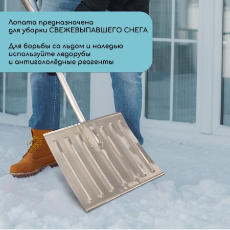 Aluminum shovel, 428 × 375 mm, with a metal bar, an aluminum stalk with a V-handle-4