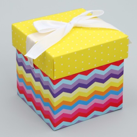 Gift folding box, packaging, “bright stripes”, 10 x 10 x 10 cm-1