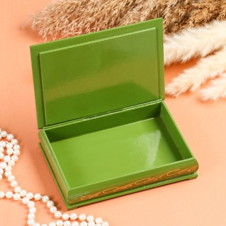 Casket "Fog", green, 11 × 16 cm, lacquer miniature-1