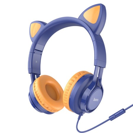 Hoco W36 headphones, wired, invoices, microphone, 1.2 m, dark - blue