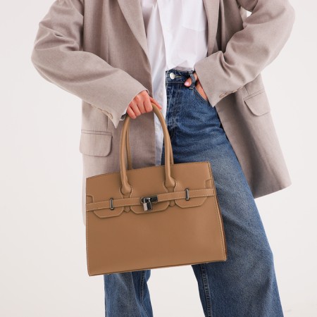 Bag Women's Tout, on a zipper, sandy color-7