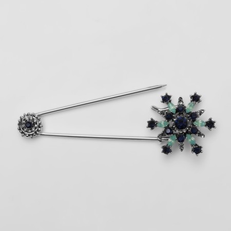 Snowflake Christmas Snowflake Original, 7.5 cm, blue color in black silver-3