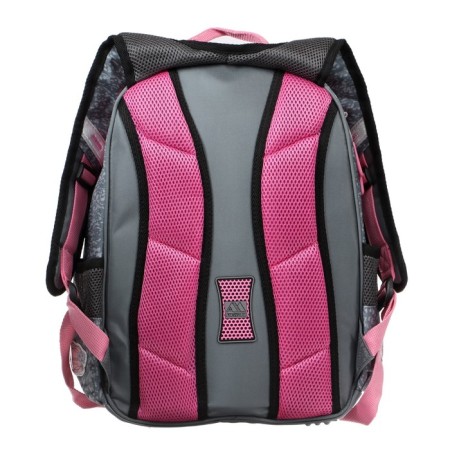 Frame backpack 39 x 29 x 17 cm, Across 410, filling: bag, pencil case, gray/pink ACR22-410-11-5