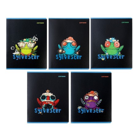 Notebook 48 sheets, in a cage, "Sylvester", cover coated cardboard, twin-lak, UV-lak, 5 designs