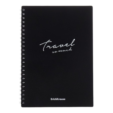 Notebook A5, 80 sheets, a cage on a spiral, Erichkrause, Classic Words, black, plastic cover-1