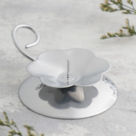 Climb "Flower N" metal per candle, 9x3.5 cm, chrome-1