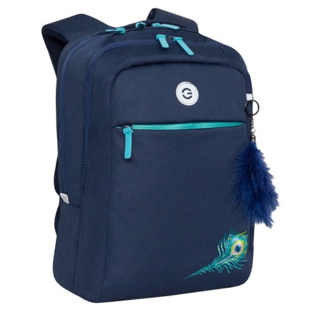 Youth backpack 40 x 28 x 16 cm, Grizzly, ergonomic back, laptop compartment, blue