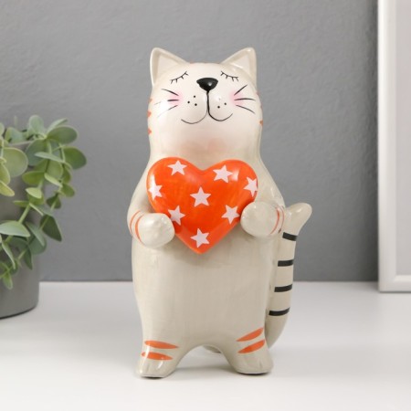 Souvenir Ceramics "Ginger Cat with a heart in the asterisk" 12.2x11.2x20 cm