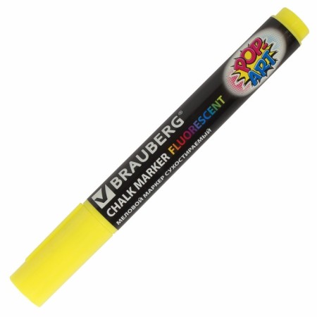 MARKER CHLOVA BRAUBERG "Pop-Art", 5mm, yellow, fluor. Wash, for smooth surface151528-9