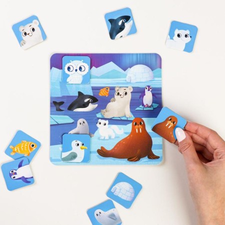 The board game “Find and show. Who lives where? ", 4 game fields, 40 cards, 3+-4