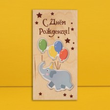 An envelope for money with a wooden element 