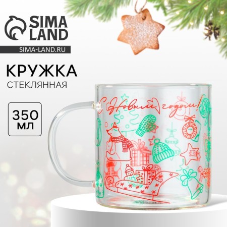 Glass mug "Happy New Year!", 350 ml