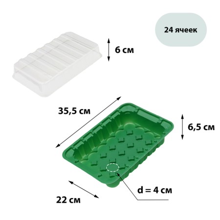 Mini-Piratery for seedlings, 24 × 17 × 5 cm, 24 cells for seedlings d = 3 cm, Greengo-1