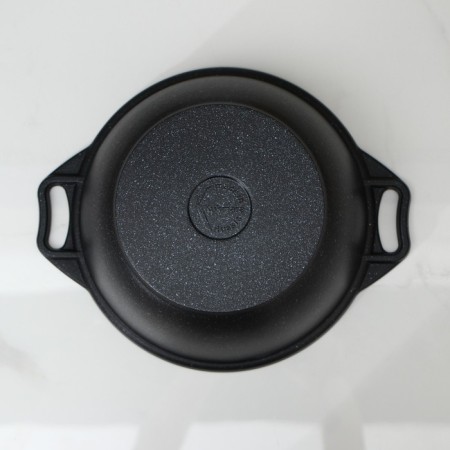 Pan, 3 l, d = 24 cm, h = 17 cm, glass cover, anti -stick coating, color dark marble-2