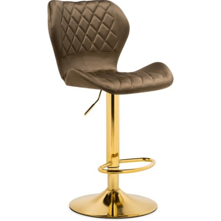 Barrier stool PORCH Metal/velor, gold/cappuccino 46x49x88 cm