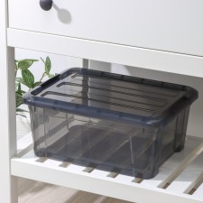 Storage container with a KIP lid, 11 l, 37.5 × 28.5 × 16 cm, black color is transparent