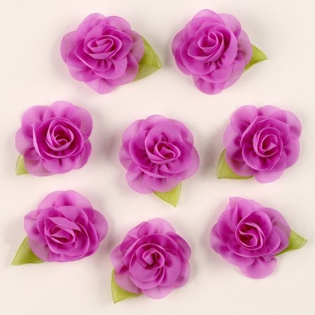 Flower with petals, leaflet, fabric, set of 8 pcs., Purple color