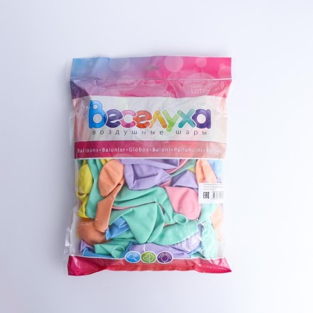 Latex ball 12 ", pastel, pasta, set of 100 pcs., Mix-2