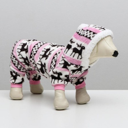 The overalls "deer" with a hood, size M (ds 30 cm, og 40 cm, osh 30 cm), pink-1