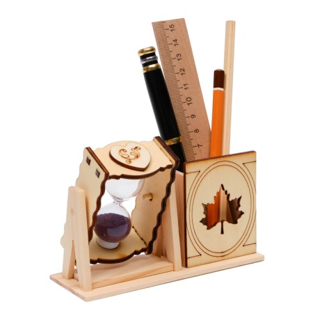 Sanding clock "Maple leaf", souvenir, with a pencil, 10 x 13.5 cm, purple-1