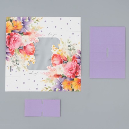 Box for sweets, confectionery packaging, 4 cells, “Flowers”, 10.5 x 10.5 x 3.5 cm-4