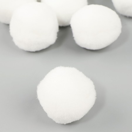 A set of textile details for the decor "bombs" 12 pcs. set, size 1 pc: 3 cm, white color-3