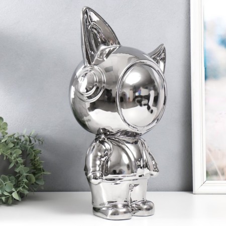 Souvenir Ceramics "Cosmonaut - Fox" silver 20x30x49 cm-1
