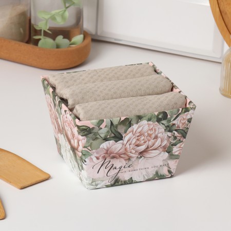Set of towels Ethel "Peonies" 35x60 cm - 3 pcs, 100% cotton