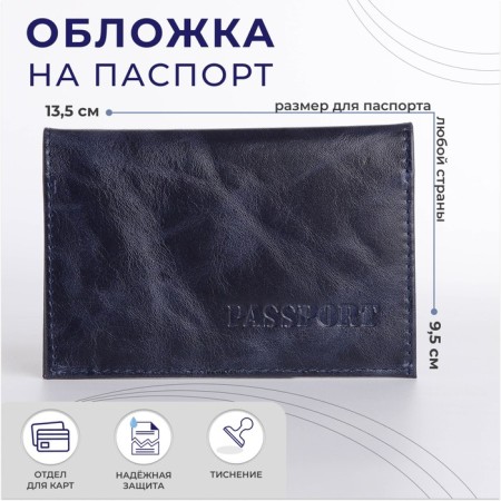Cover for passport, blue color