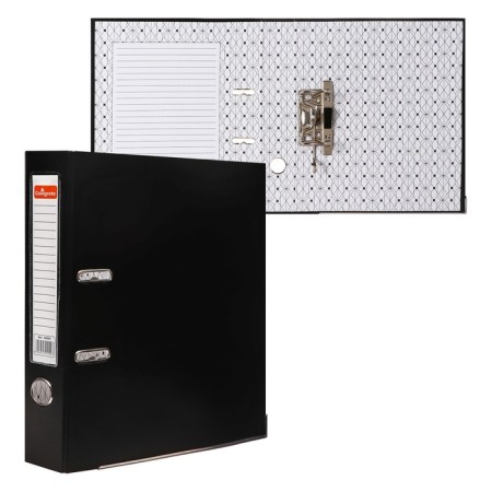 A4, 50 mm, calligrata registrar folder, PVC, embossing "lins", metal edging, pocket for a spine, assembled, black mix