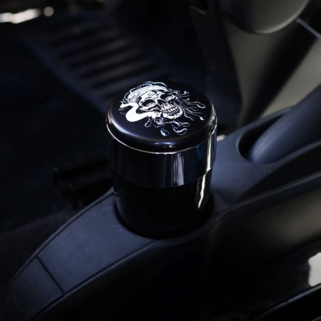 Torso car ashtray with backlight, skull, black-1