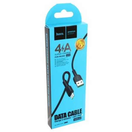 Hoco X33, microUSB - USB, 4 A, 1 m, PVC braid, black-3
