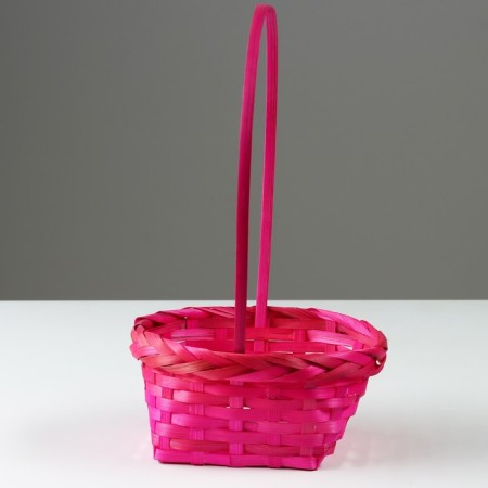 A set of wicker baskets, D19x9/32 cm, d22x9.5/34 cm, d25x10/36 cm, 3pcs, pink, bamboo-3