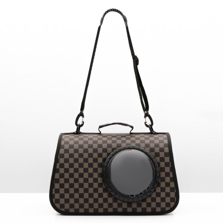 An animal carrier bag with a cage window, brown, 40 x 26 x 26 cm-1