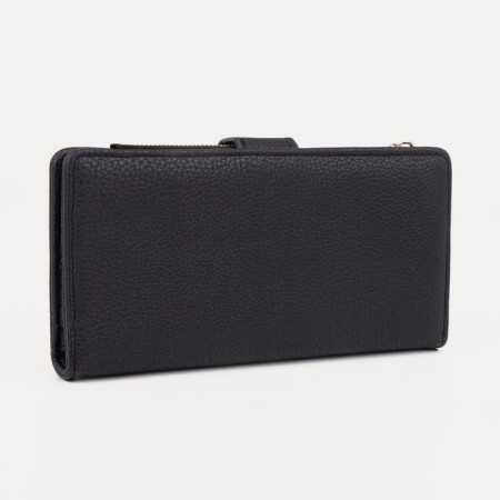 Women's wallet on the button, black color-1