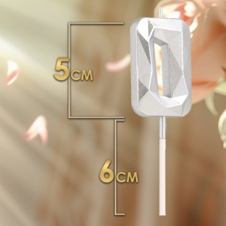 Candle in the cake on the skewer "Almaz", the number "0", silver, 4.8x2.6 cm-1