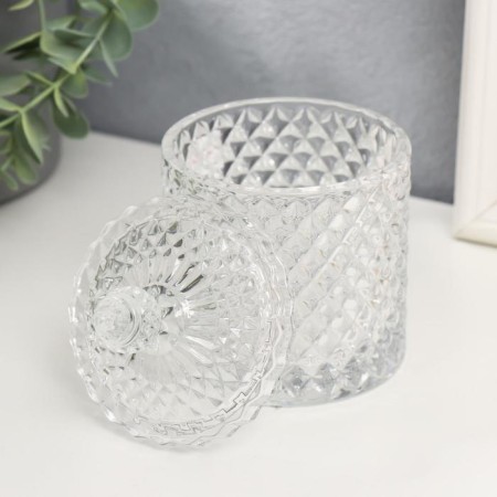 CHACHTOL Glass "Cylinder with rhombics" Transparent 14.5x8.5x8.5 cm-1