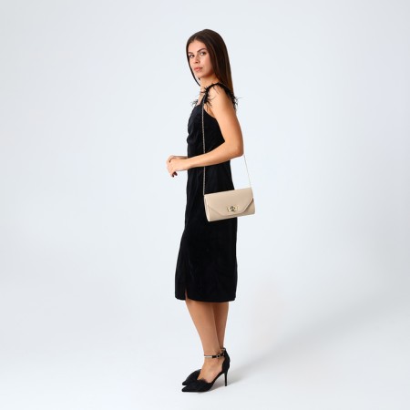 Female bag on a valve, beige color-6