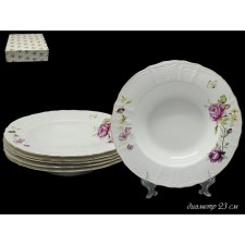A set of deep plates Lenardi Maria Rose, D = 23cm, 6 pcs