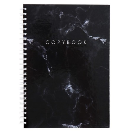 Notebook A5, 80 sheets in a cage on the crest of Calligrata "Marble on black", cover 7BC, offset block-1
