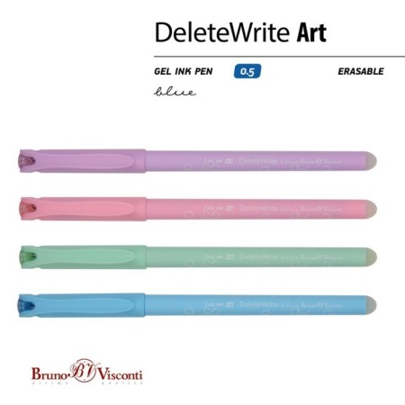 Gel pen with erased ink BrunovisConti Deletewrite Fruit Rain. Cherry, node 0.5 mm, blue ink, matte case Soft Touch, mix-1