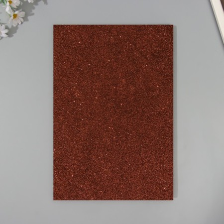 A set of glitter foamiran (5 sheets) 2 mm, 20x30 cm, brown-3
