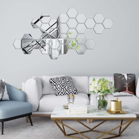 Interior stickers "honeycomb", mirror, wall decor, set 12 pcs, 16 x 18 cm-4