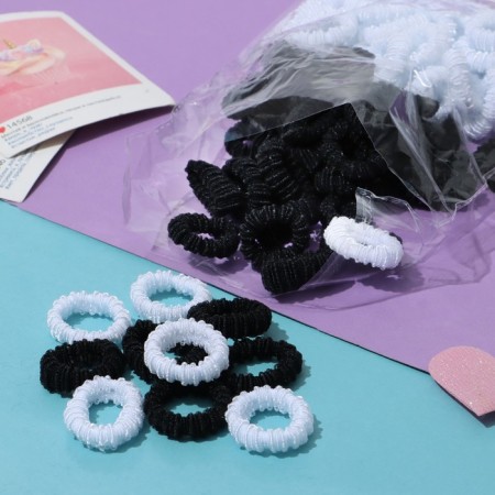 Hair elastic band "Mahrushka" (set of 100 pcs) classic, 2.5 cm, black white