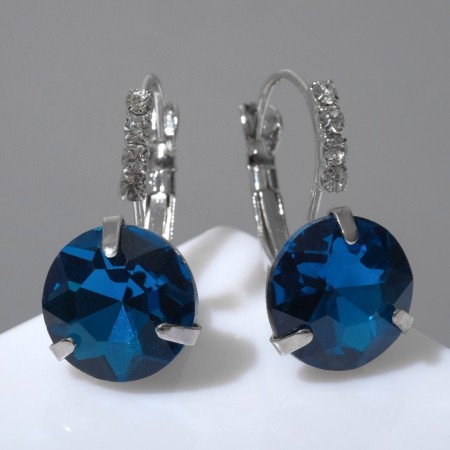 Earrings with rhinestones “Give tenderness” Crystal, Blue color in silver-1