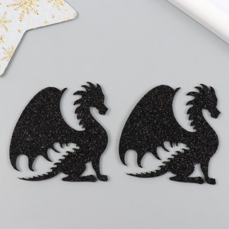 Glue -based decor "Dragon, Flame" 6x6 cm, black set 2 pcs Foam Gitter-2