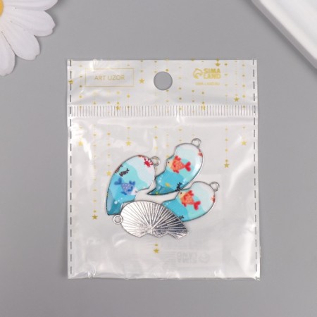 Decor for creativity metal, enamel "Fish in love" set 2 pcs 3x2.8 cm-4
